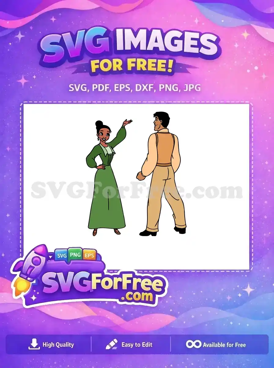 Free Smiling Tiana Free Green Dress Princess And Frog Free SVG 1