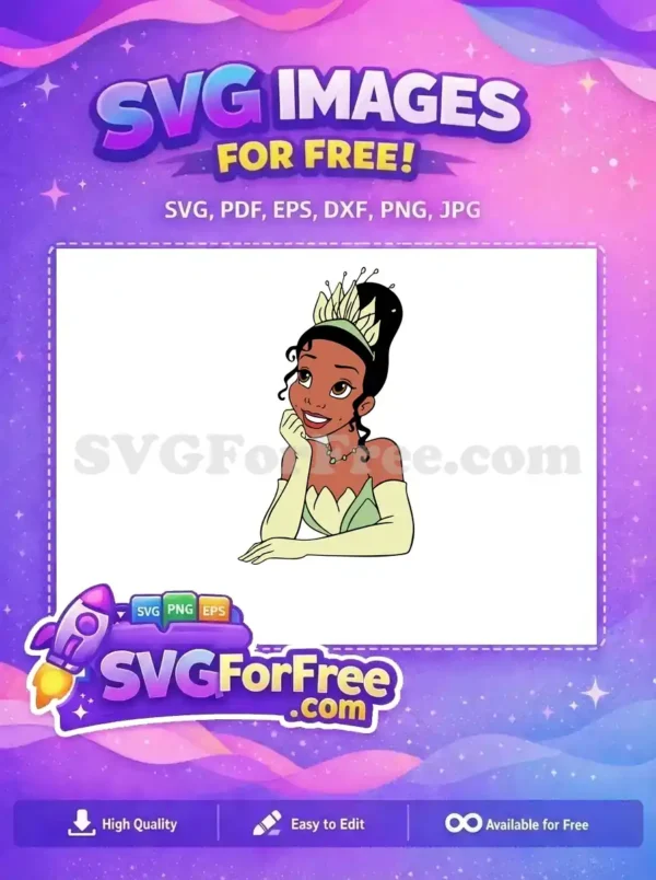 Free Smiling Tiana Free Green Dress Princess And Frog Free SVG 2