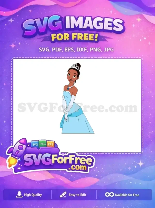 Free Smiling Tiana Free Princess Dress The Princess Free SVG 2