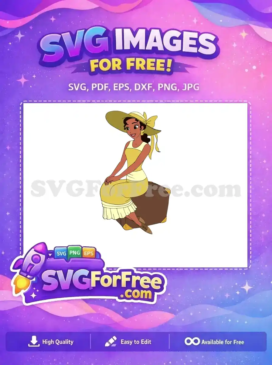 Free Smiling Tiana Free Yellow Dress Princess And The Frog Free SVG