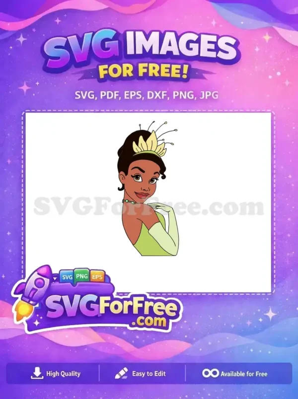 Free Smiling Tiana Free Green Dress Princess And Frog Free SVG 3