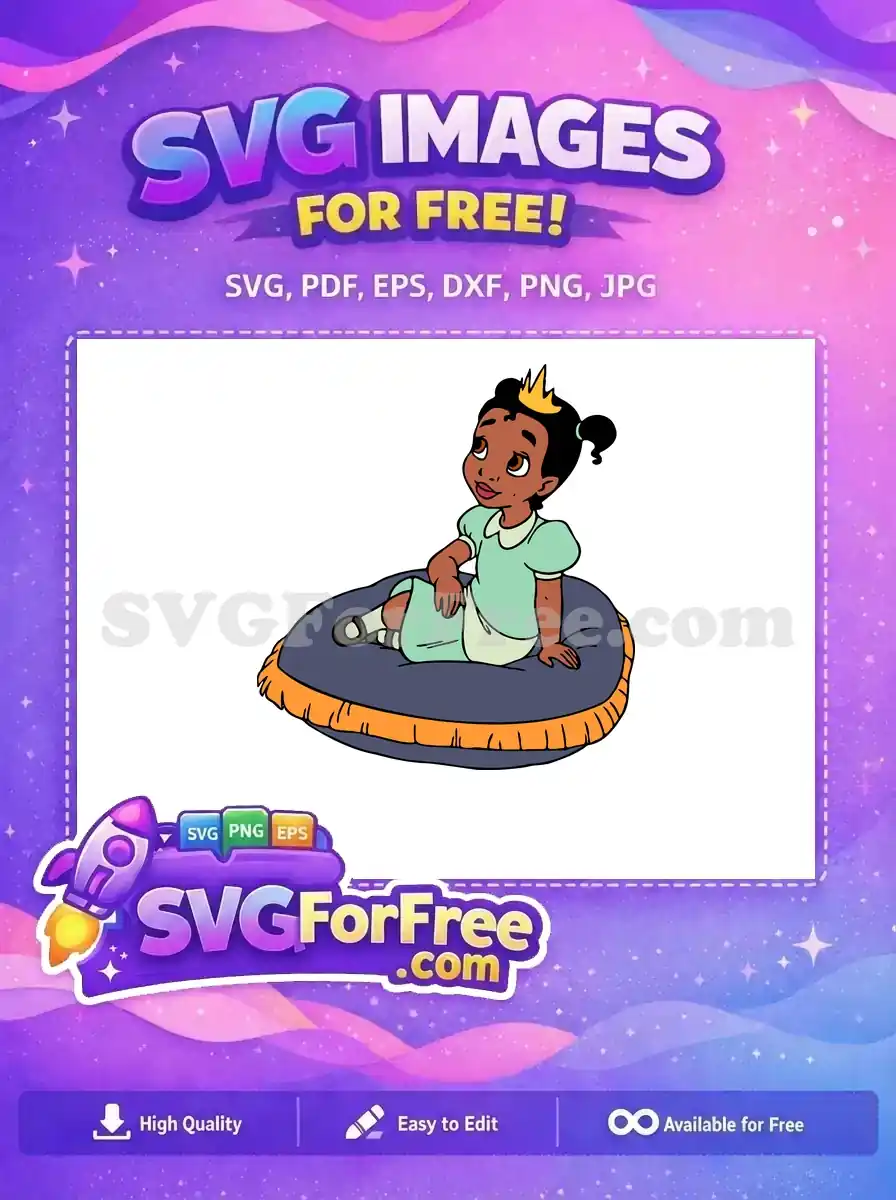 Free Young Tiana Crown Free Princess Sitting The Princess Free SVG