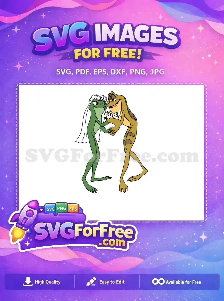 Free Green Bride Free Brown Groom Princess and the Frog Free SVG