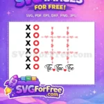 Free Red Black XO Free Heart Arrow Tic Tac Toe Free SVG - Instant Download