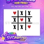 Free Love Hearts Free Black Xs Tic Tac Toe Free SVG - Instant Download