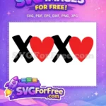 Free Black X Red Heart Free Tic Tac Toe Free SVG - Instant Download