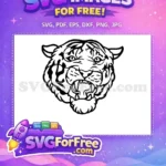 Free Angry Roaring Free Tiger Head Black Free SVG - Instant Download