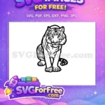 Free Detailed Stripes Free Sitting Pose Tiger Free SVG - Instant Download