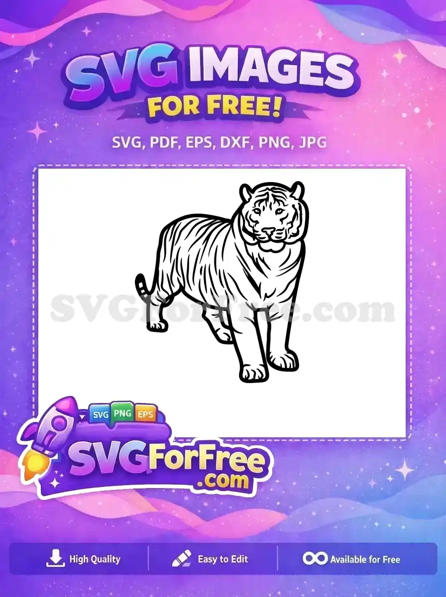 Free Cute Stripes Free Walking Tiger Cartoon Free SVG