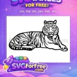 Free Detailed Stripes Free Resting Pose Tiger Free SVG - Instant Download