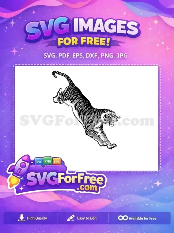 Free Leaping Feline Free Black Stripes Tiger Free SVG 1