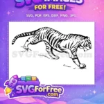 Free Stripped Walking Free Black and White Tiger Free SVG - Instant Download