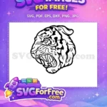 Free Fierce Roaring Free Black White Tiger Free SVG - Instant Download