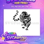 Free Black Stripes Free Fierce Eyes Tiger Silhouette Free SVG - Instant Download