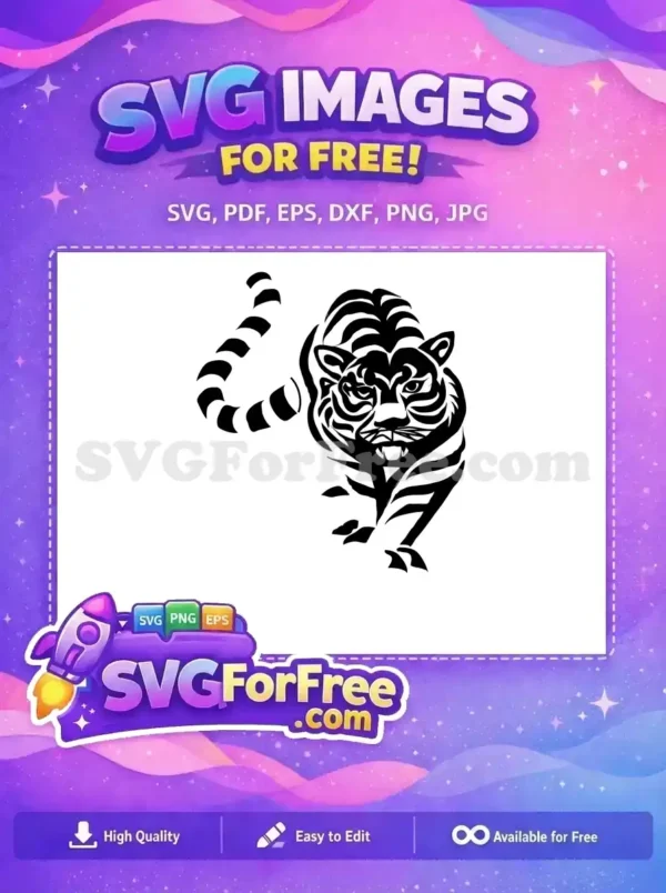 Free Black Stripes Free Fierce Eyes Tiger Silhouette Free SVG