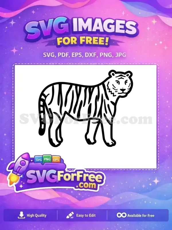Free Simple Stripes Free Cartoon Tiger Design Free SVG