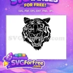 Free Black Roaring Tiger Free Angry Expression Movie Free SVG - Instant Download