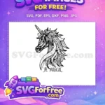 Free Detailed Mane Free Intricate Horn Unicorn TikTok Free SVG - Instant Download