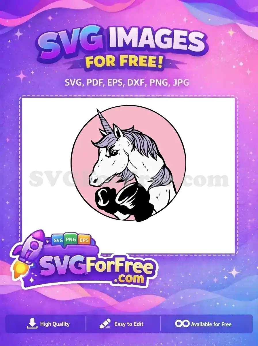 Free Purple Mane Free Boxing Unicorn TikTok Free SVG