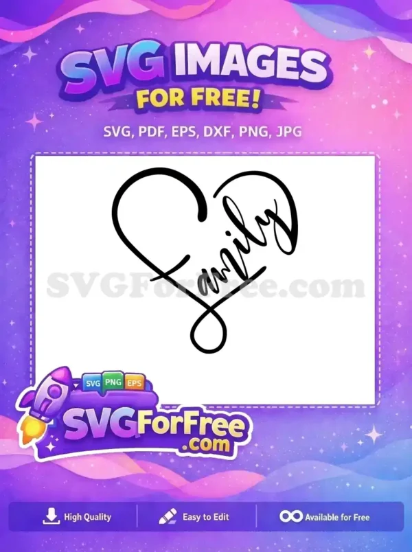 Free Heart Family Sign Free Calligraphy Design TikTok Free SVG