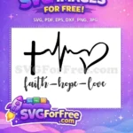 Free Faith Hope Love Free Heartbeat Symbol Free SVG - Instant Download