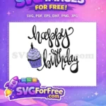 Free Purple Cupcake Free Happy Birthday Typography TikTok Free SVG - Instant Download