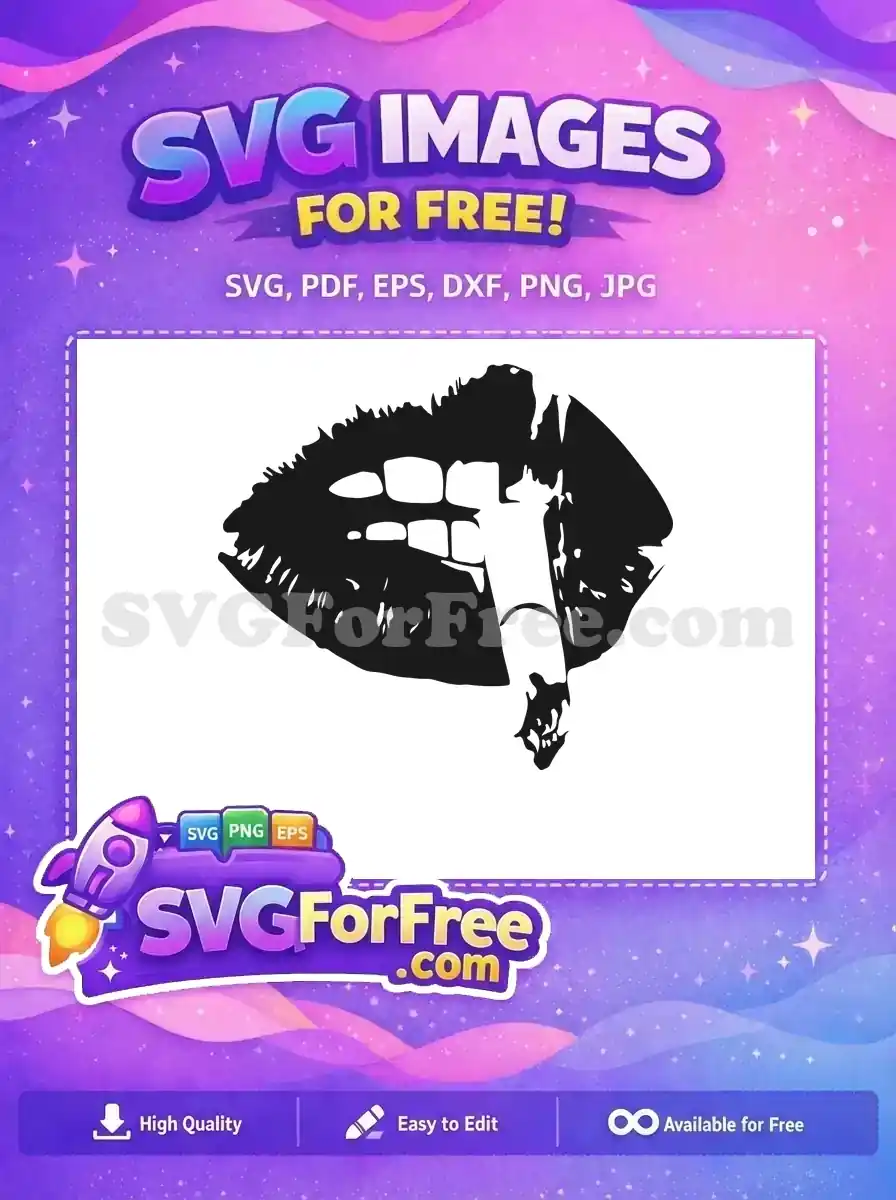 Free Lips Cigarette Black Free Smoking TikTok Free SVG