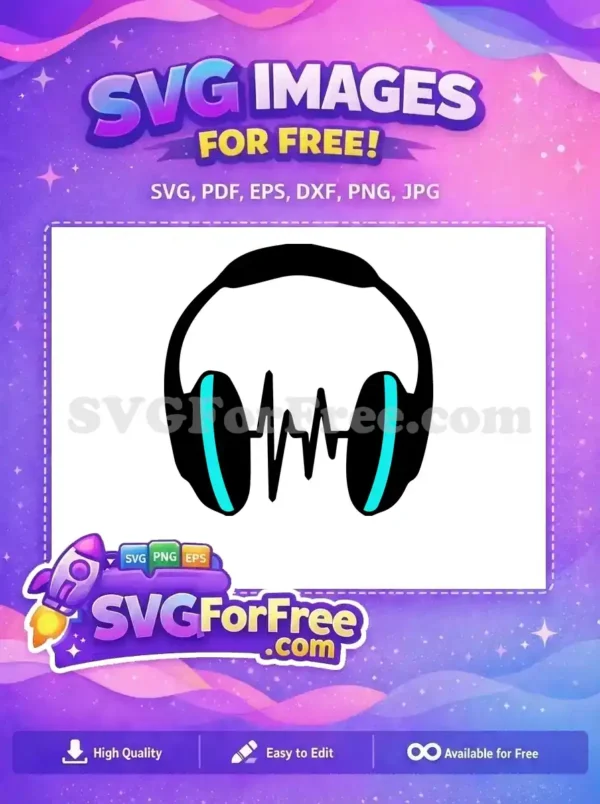 Free Black Headphones Free Cyan Stripe TikTok Free SVG Free Black Headphones Free Cyan Stripe TikTok Free SVG