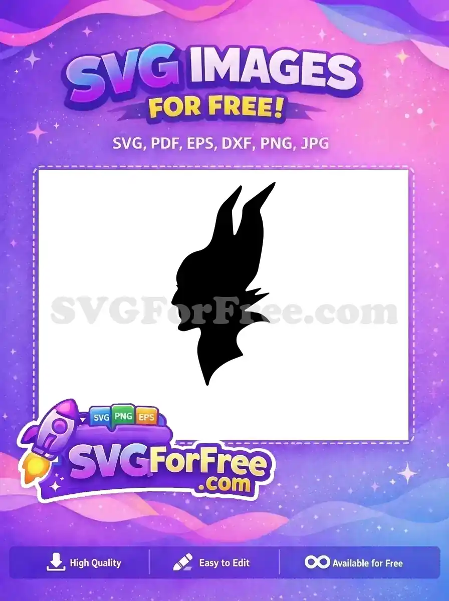 Free striking black silhouette of a horned or elf-like profile, perfect for fantasy and mysterious free designs.