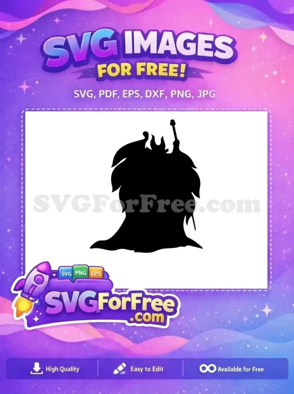 A striking free silhouette of a powerful wizard or mythical being with a staff and flowing beard. This free design adds magic.