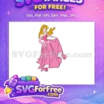 Free Pink Dress Smiling Free Golden Crown Aurora Disney Princess Free SVG - Instant Download