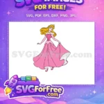 Free Smiling Aurora Pink Dress Free Golden Crown Sleeping Beauty Free SVG 1 - Instant Download