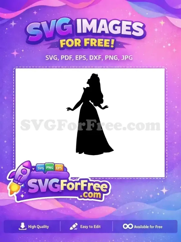 A graceful free princess silhouette, ideal for craft projects and digital art. This free design brings elegance to any creation.