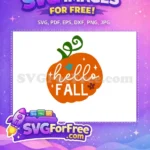 Free vibrant orange pumpkin Free hello Fall quote floral Autumn Quotes Free SVG - Instant Download