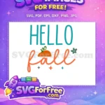 Free Teal Hello Text Free Orange Fall Pumpkin Design Autumn Quotes Free SVG - Instant Download