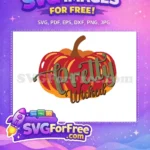 Free Red Pumpkin Free Green Text Autumn Quotes Free SVG - Instant Download
