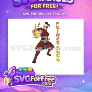 Dynamic free Prince Zuko firebending SVG, showcasing his intense power and iconic scar for creative fans. Grab this high-quality free design now!