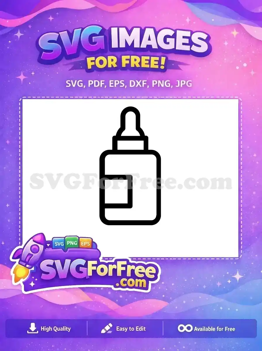 A clean, minimalist free dropper bottle icon, perfect for medical, cosmetic, or craft-related digital designs. Grab this free SVG!