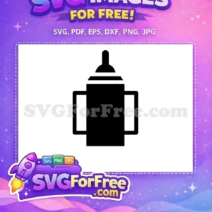Free Baby Sippy Cup SVG Design – Essential Free Icon A clean, free black silhouette SVG of a baby sippy cup with handles, ideal for various free design projects.