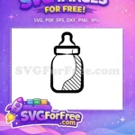 Free Simple Black Outline Free Striped Milk Bottle Nursery Decor Free SVG - Instant Download
