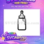 Free Simple Black Outline Free Striped Accent Baby Bottle Free SVG - Instant Download