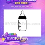 Free Black Outline Free Measurement Lines Baby Bottle Free SVG - Instant Download