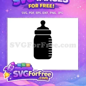 Free Baby Bottle SVG Icon Design – Simple & Versatile A free baby bottle SVG design, featuring a simple black silhouette with measurement lines. Perfect for various projects.