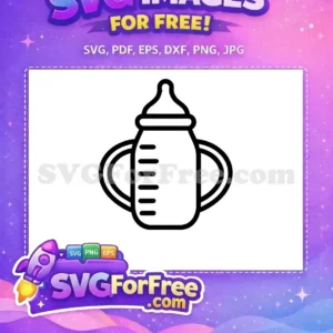 A free baby bottle icon with handles and measurement lines, ideal for baby-themed crafts and digital designs. Easily scalable!