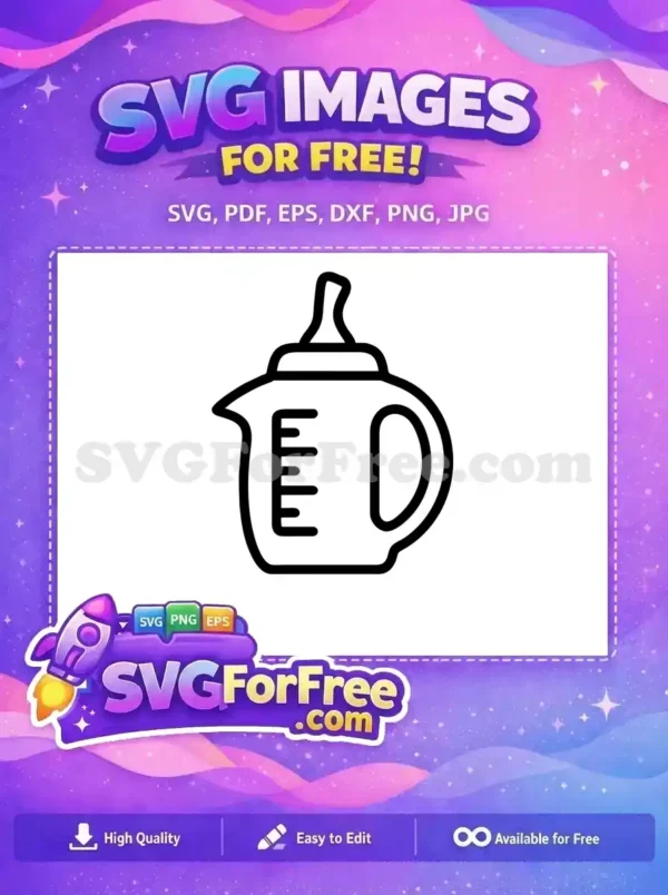 A concise free SVG outline of a baby feeding bottle with measurement markings and a handle, perfect for free crafting.