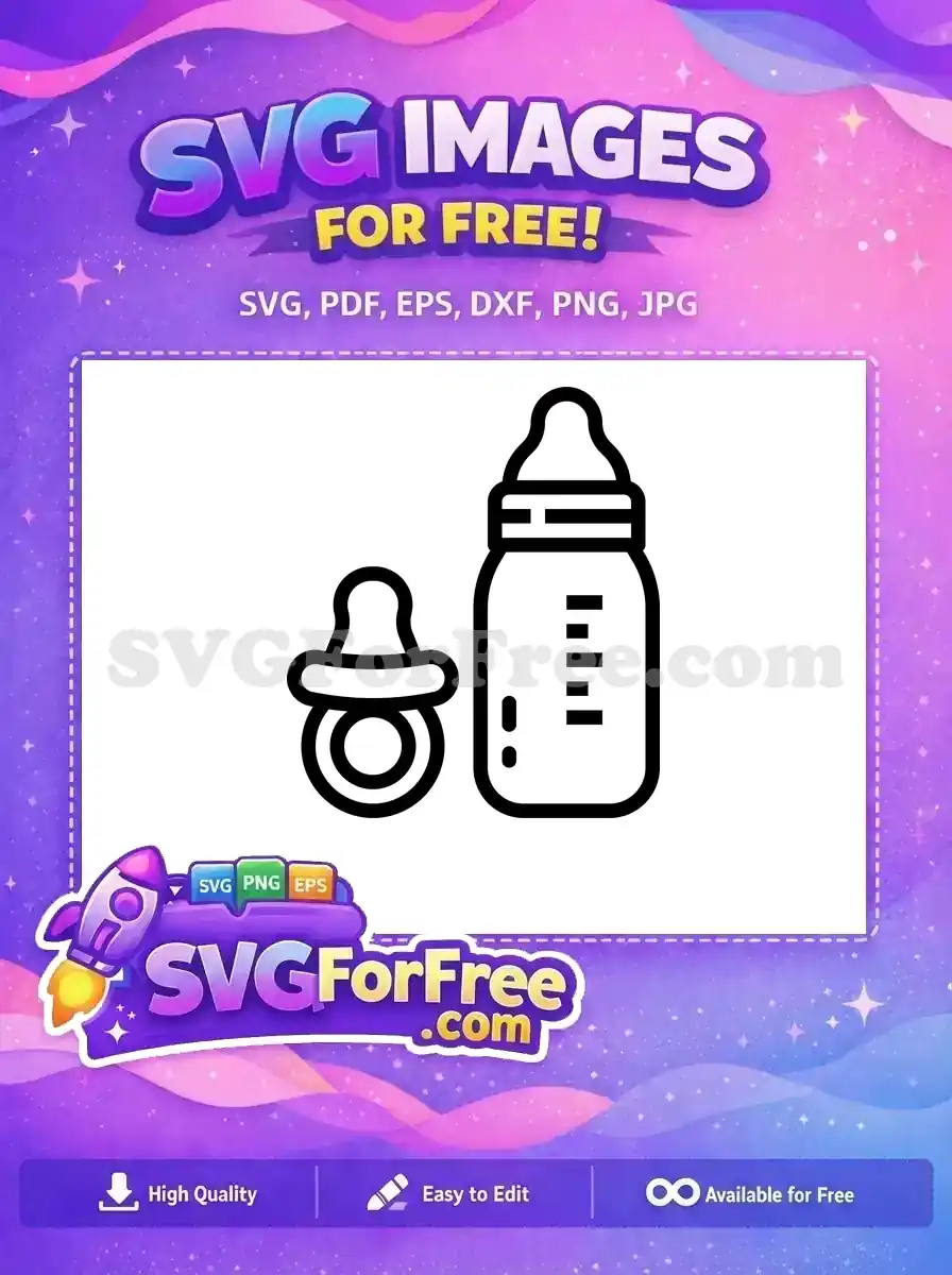 A free design showing a baby bottle with measurement markings next to a pacifier, perfect for baby-related projects.