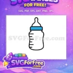 Free Clean Blue Banded Free Graduated Measurement Lines Newborn Baby Bottle Free SVG - Instant Download