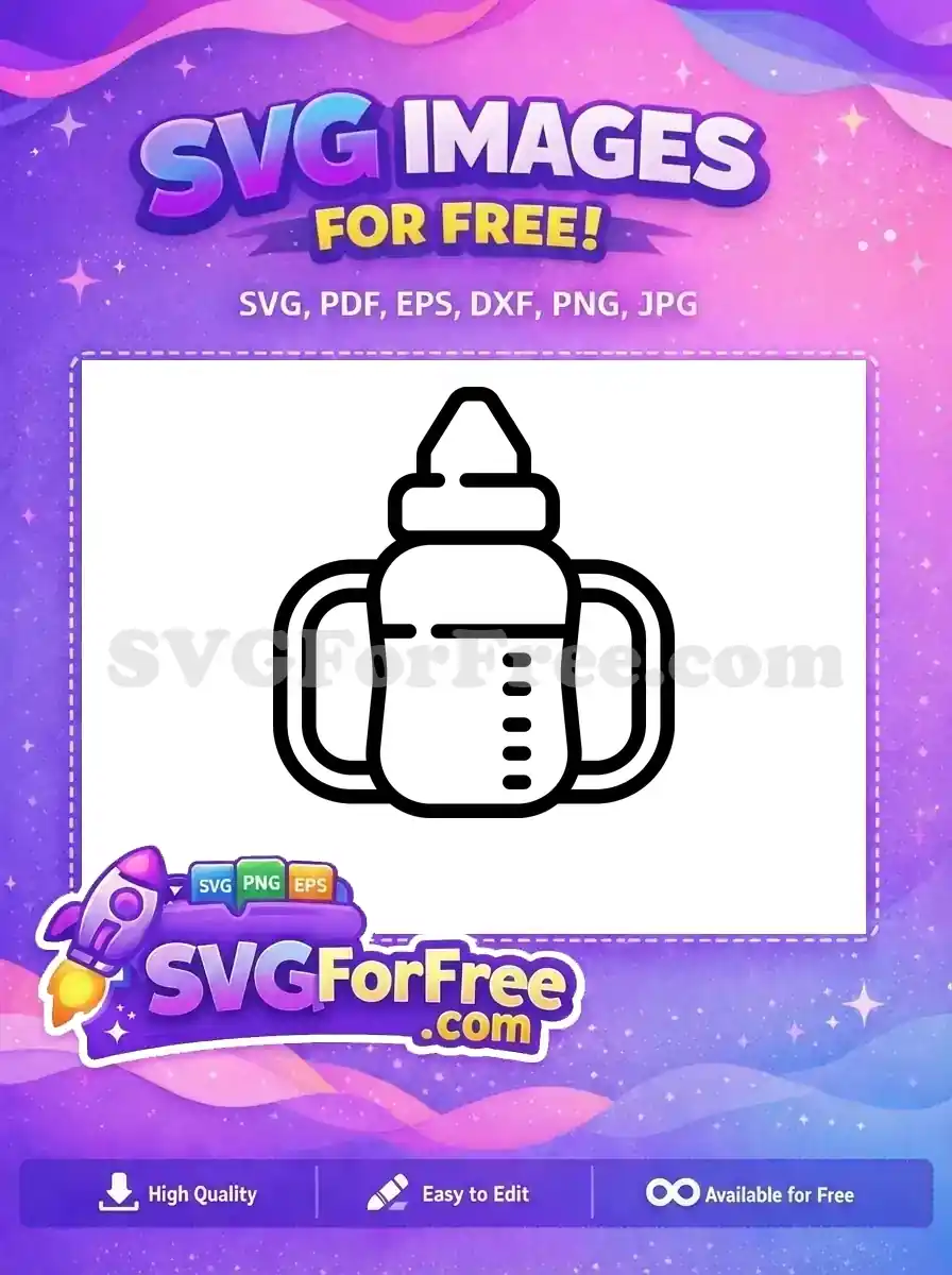 A crisp free SVG icon of a baby sippy cup with handles and measurement lines, ideal for any free design project.