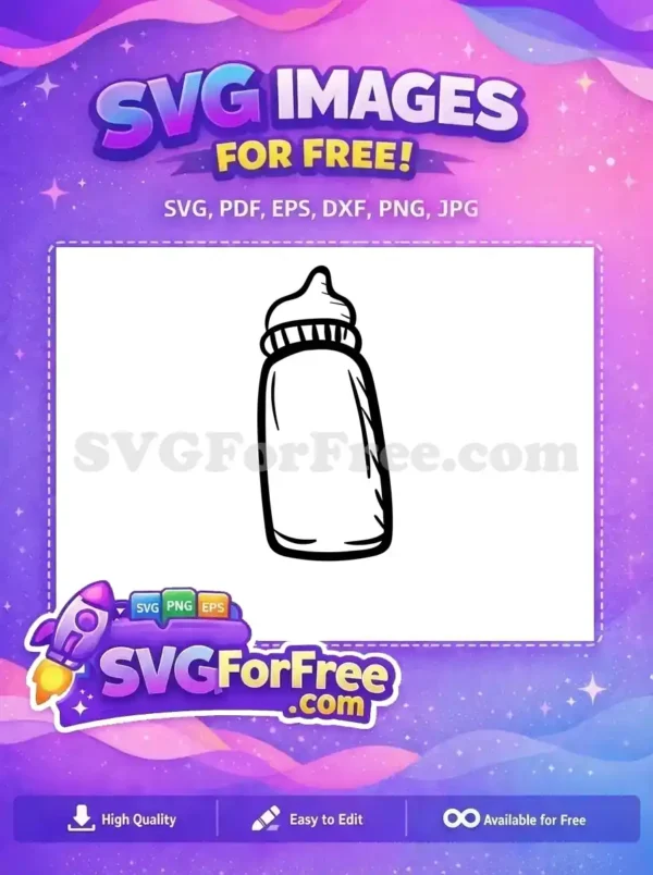 A free, simple outline drawing of a baby bottle, ideal for crafting. This versatile free SVG design is perfect for baby showers.