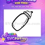 Free Outlined Baby Bottle Free Newborn Feeding Supply Celebration Free SVG - Instant Download
